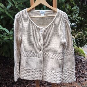 Cambridge Dry Goods Wool Cream Knit CardiganBig Button